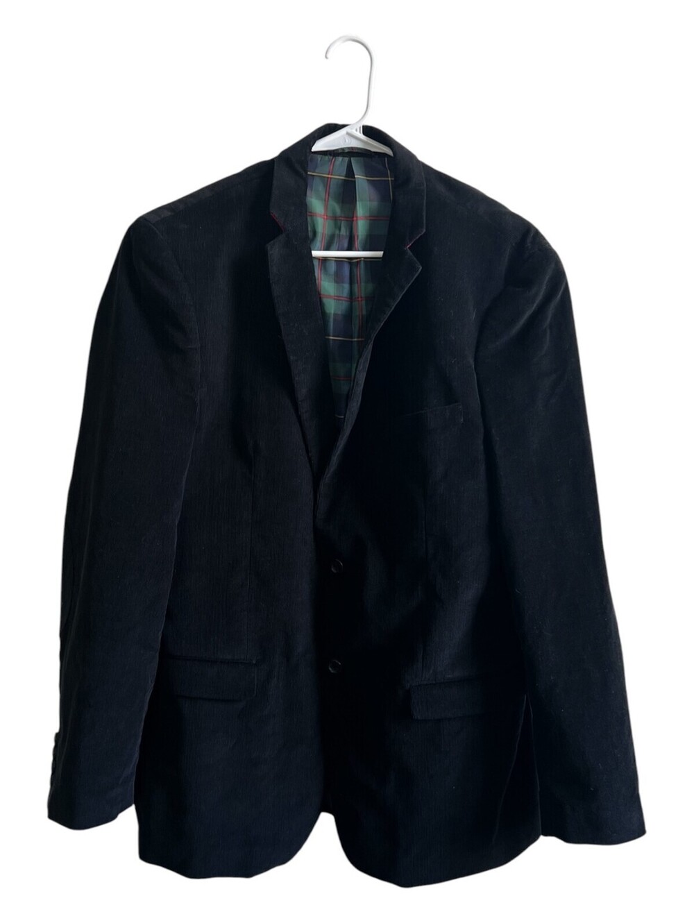 U.S. Polo Assn. Black Corduroy Blazer Plaid Lined Classic Sport Coat